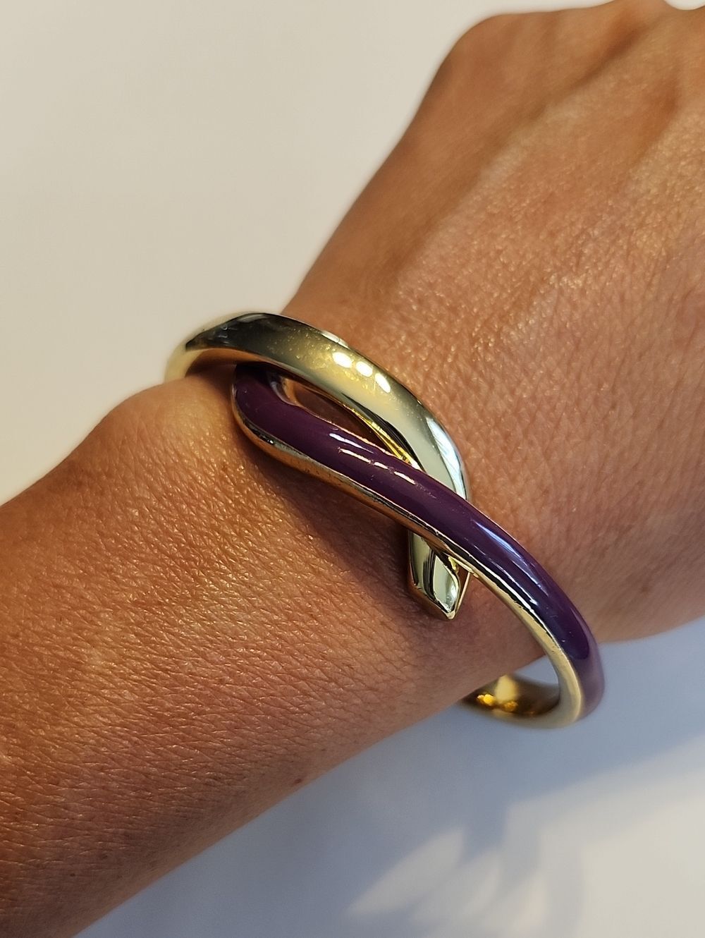 Tommy Bahama Gold and Purple Twisted Hinged Bangle Bracelet